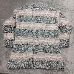 Maurices Eyelash Open Front Cardigan Sweater Women's Size Medium Pink‎ Cream